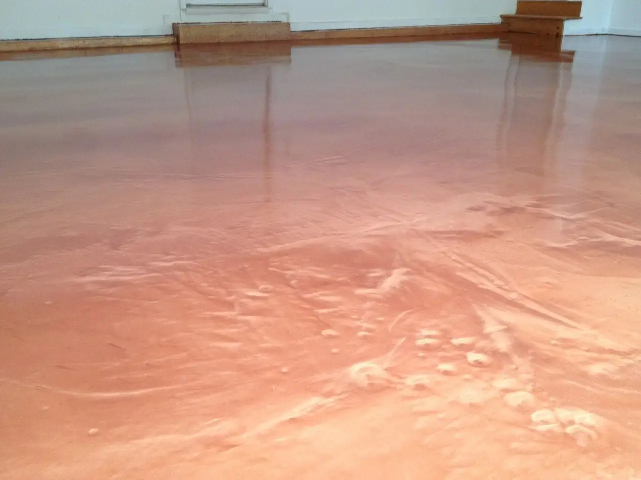 Custom copper marble epoxy finish with hand-pulled veining