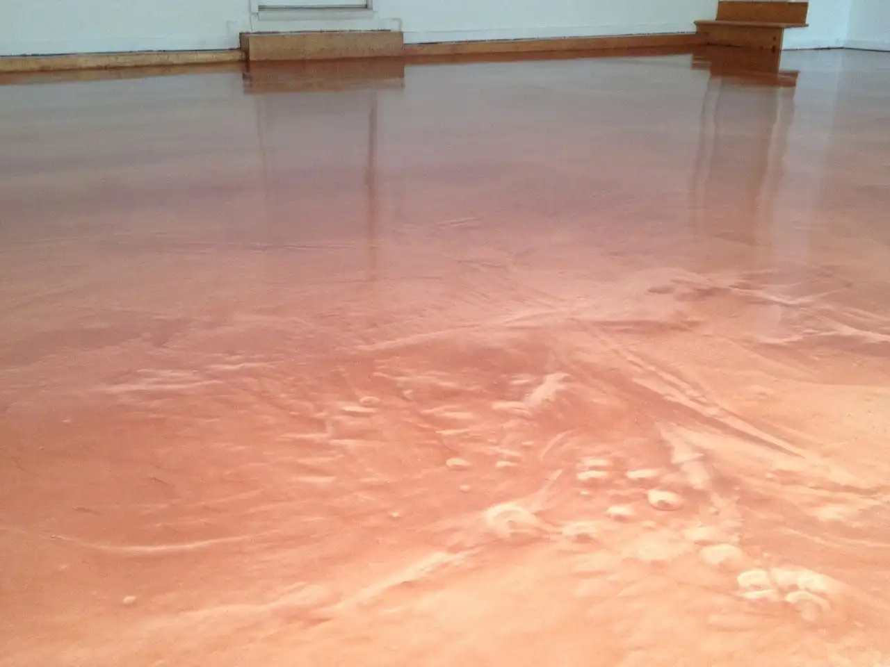Custom copper marble epoxy finish with hand-pulled veining